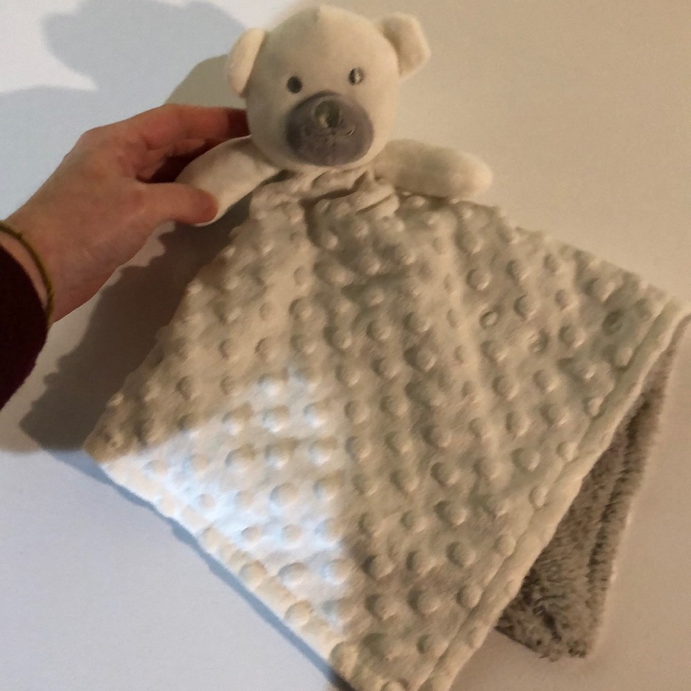 White and gray bear blanket toy (small).